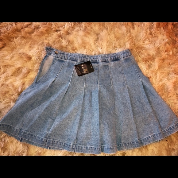 denim pleated skirt forever 21